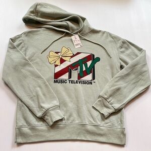 MTV Music Television, sea foam green holiday sweatshirt. Women’s size XS